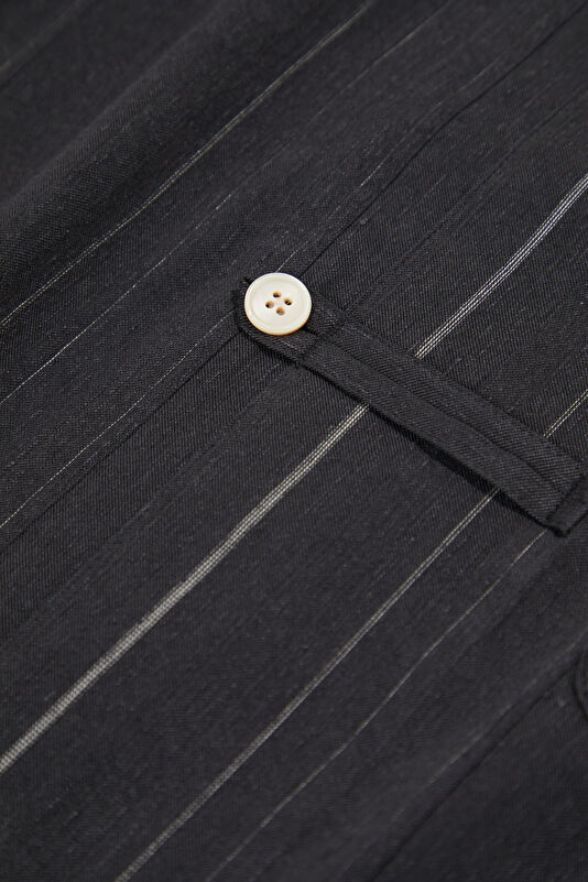 Black Buttoned Cotton/Silk Men's Jacket 4