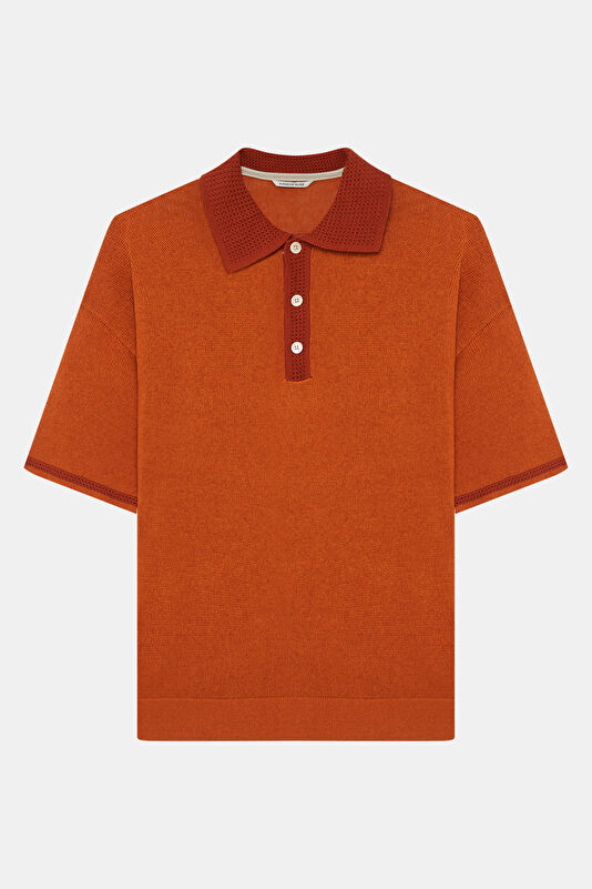 Relax Fit Orange Polo Collar Men's T-Shirt