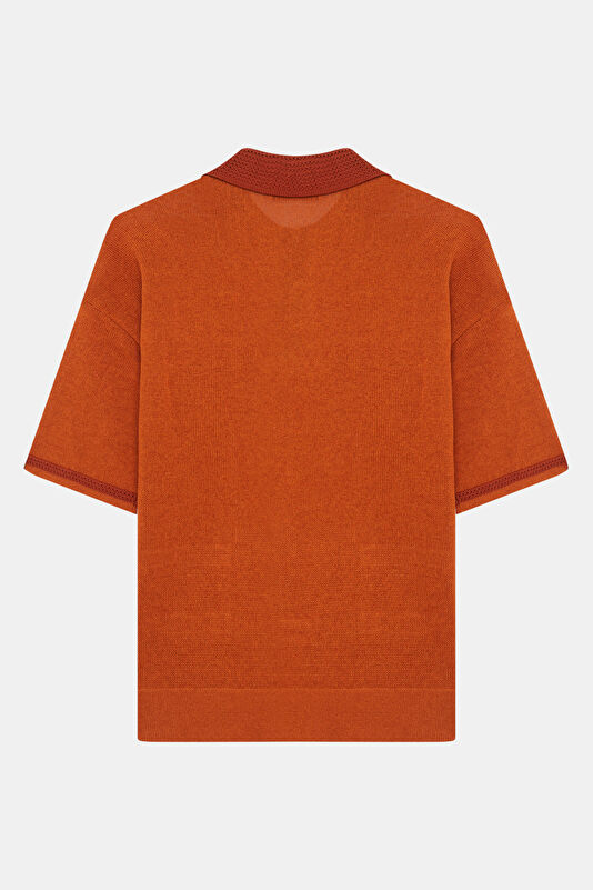 Relax Fit Orange Polo Collar Men's T-Shirt 2