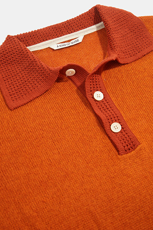 Relax Fit Orange Polo Collar Men's T-Shirt 3