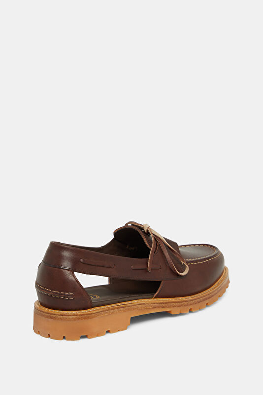 Barolo Men's Brown Leather Boat Sandals 3