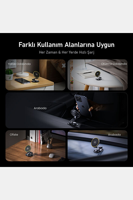 Superauto Foldable Magmetic 15W Wireless Siyah 3