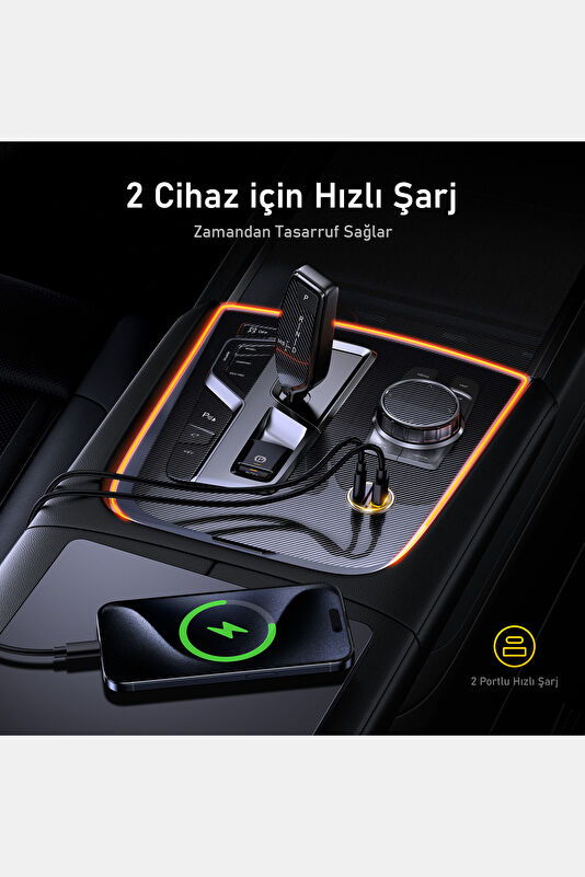 Superauto PD 65W 2-Port Siyah Araba Şarj Cihazı 4