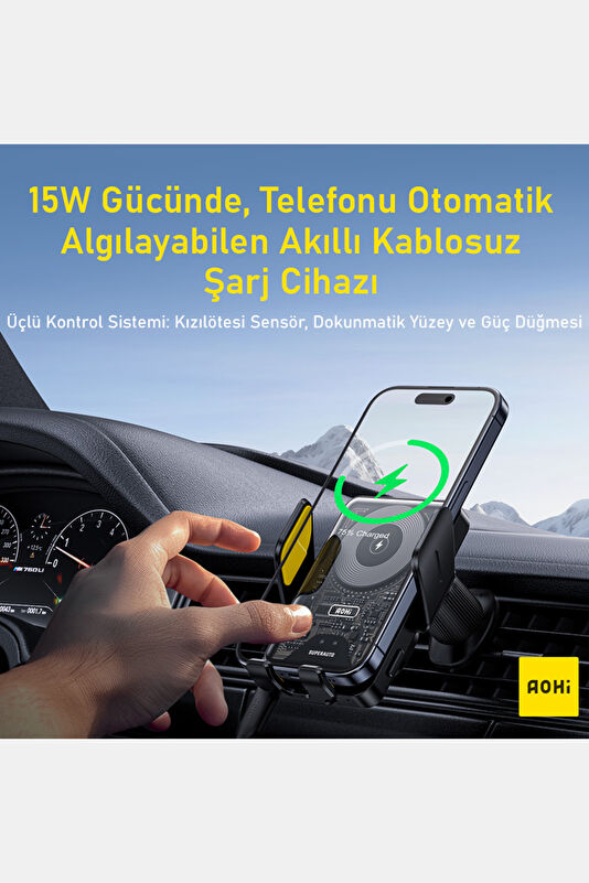 Superauto Smart Sensor 15W Wireless Siyah Şarj Cihazı 2
