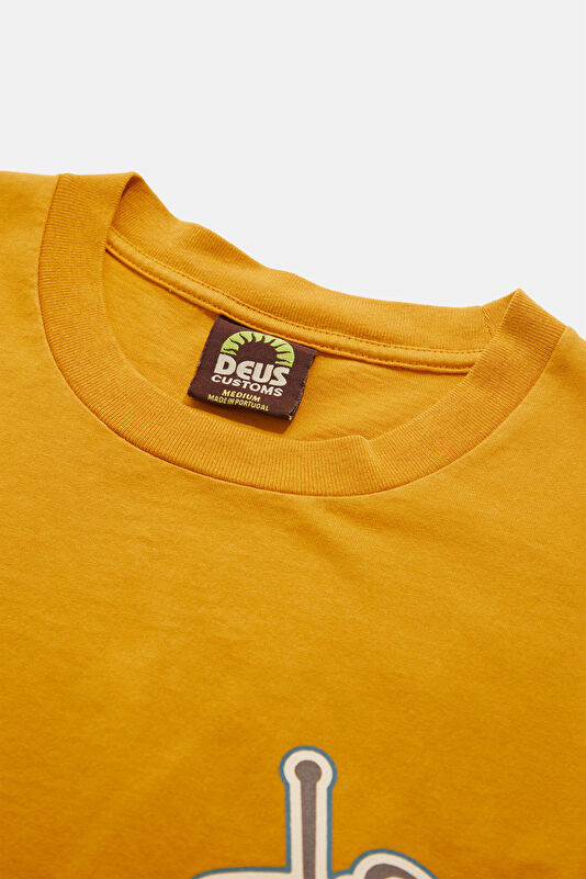 Relax Fit Mustard Crew Neck Printed Men's T-Shirt 3