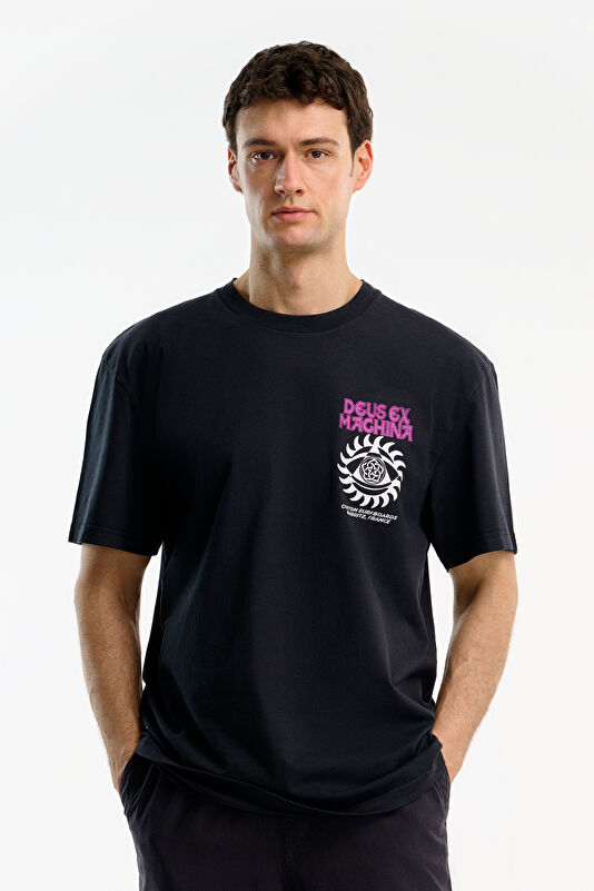 Relax Fit Anthracite Crew Neck Printed Men's T-Shirt
