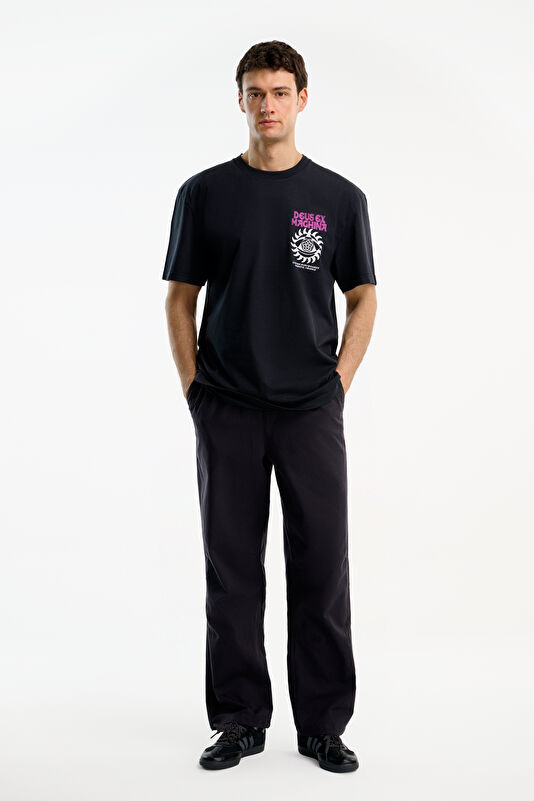 Relax Fit Anthracite Crew Neck Printed Men's T-Shirt 3