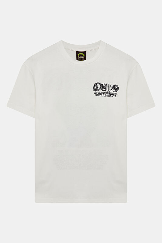 Relax Fit White Crew Neck Printed Men's T-Shirt 4