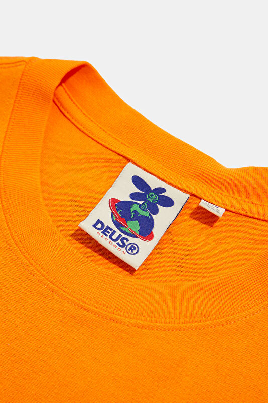 Relax Fit Orange Crew Neck Printed Men's T-Shirt 3