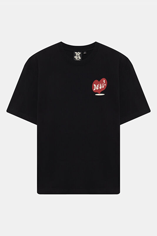 Relax Fit Black Crew Neck Printed Men's T-Shirt 4
