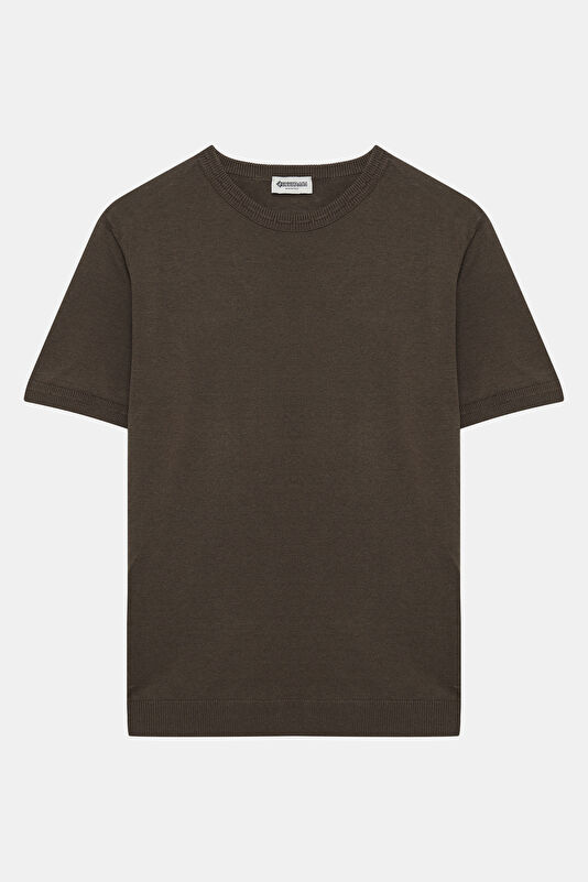 Brown Crew Neck Men's T-Shirt