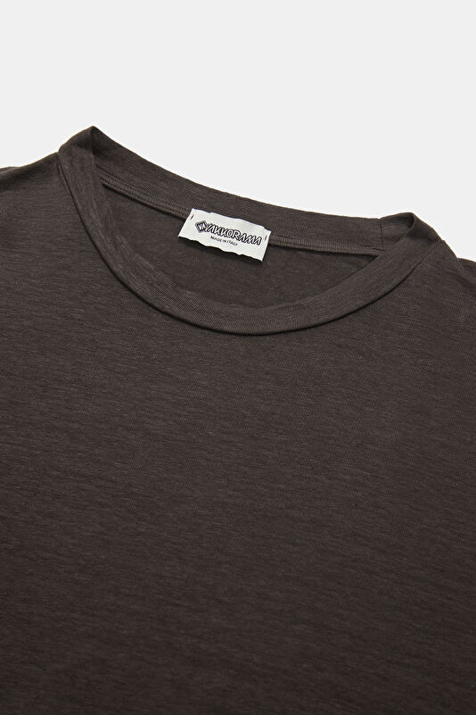 Brown Crew Neck Linen Men's T-Shirt 3