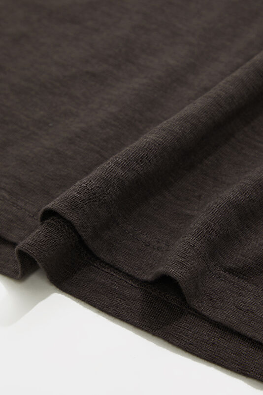 Brown Crew Neck Linen Men's T-Shirt 4