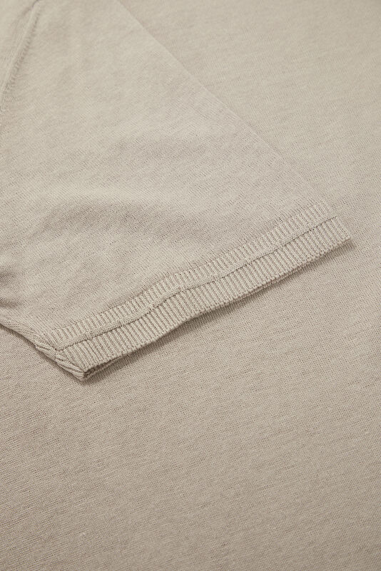 Beige Crew Neck Linen Men's T-Shirt 4