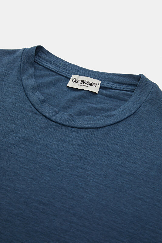 Indigo Crew Neck Linen Men's T-Shirt 3