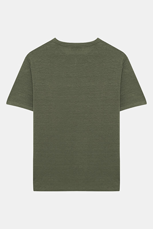 Khaki Crew Neck Men's T-Shirt 2