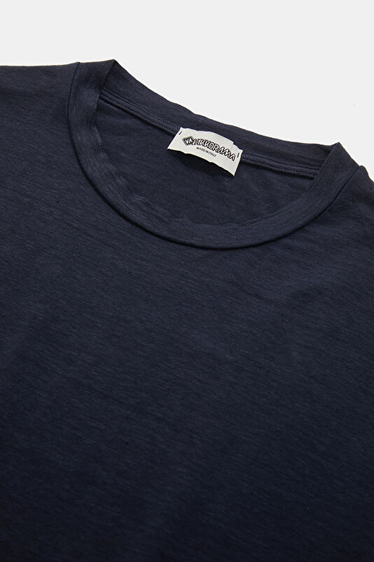 Navy Crew Neck Linen Men's T-Shirt 3