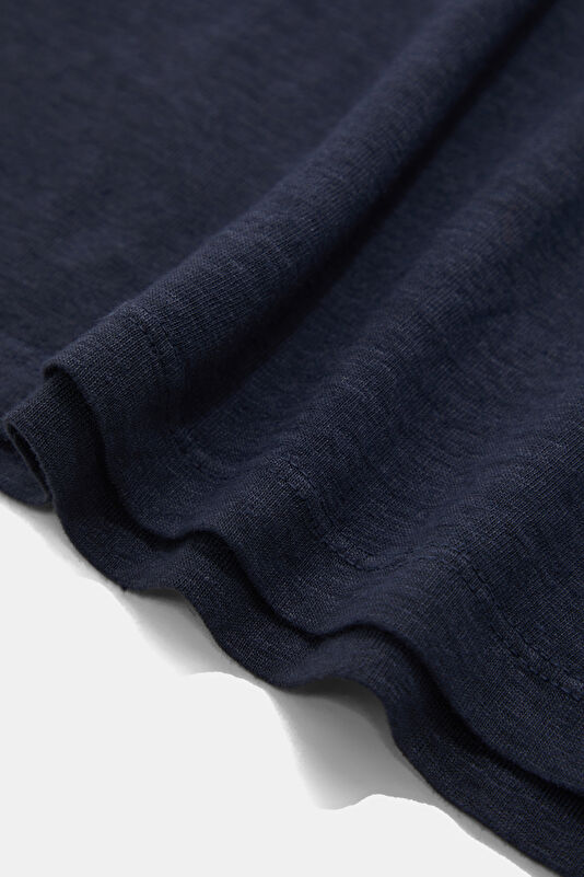 Navy Crew Neck Linen Men's T-Shirt 4