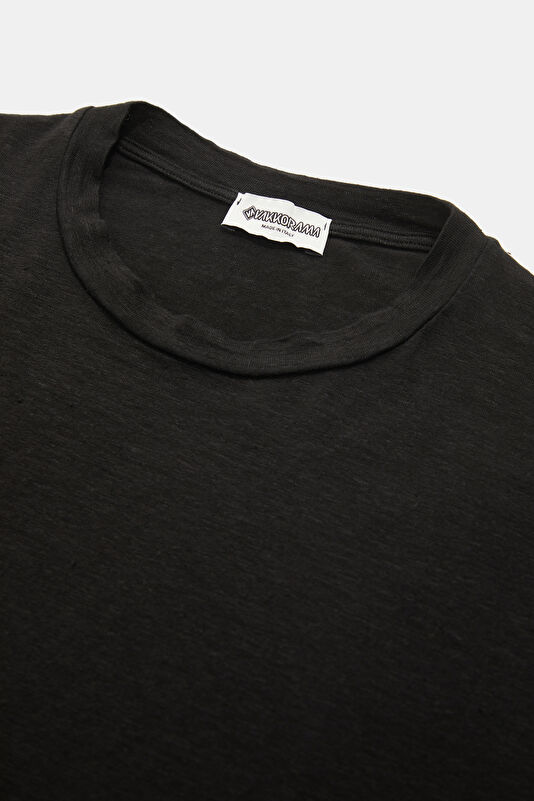 Black Crew Neck Linen Men's T-Shirt 3