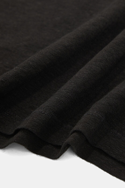 Black Crew Neck Linen Men's T-Shirt 4