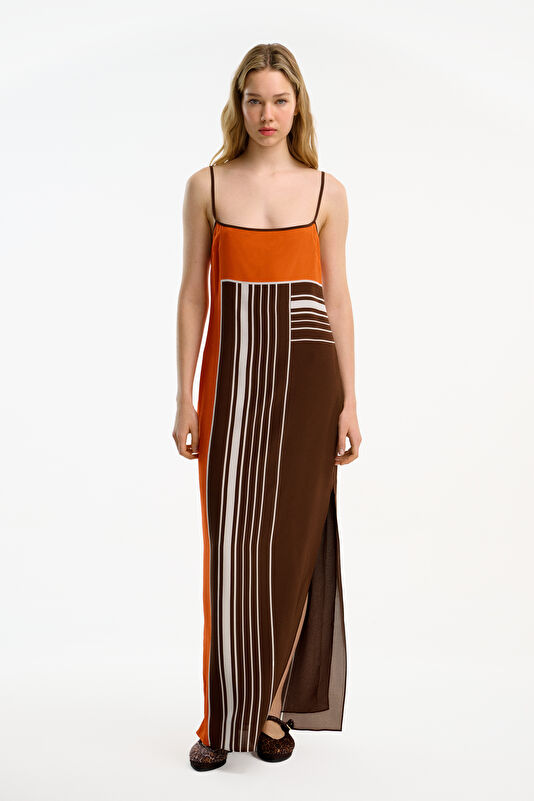 Brown Patterned Women's Dress
