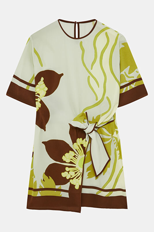 Light Blue Patterned Mini Women's Dress