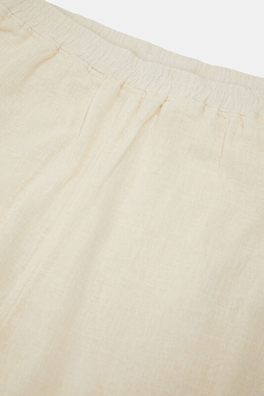 Ekru Wide Leg Pamuk/Keten Kadın Pantolon 3