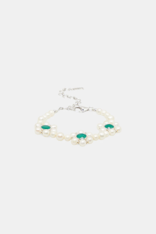 The Trio Flower Pearl Silver Bracelet 2