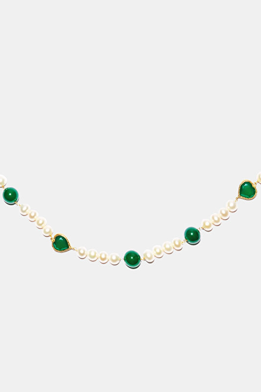 Green Onyx Freshwater White Necklace 3