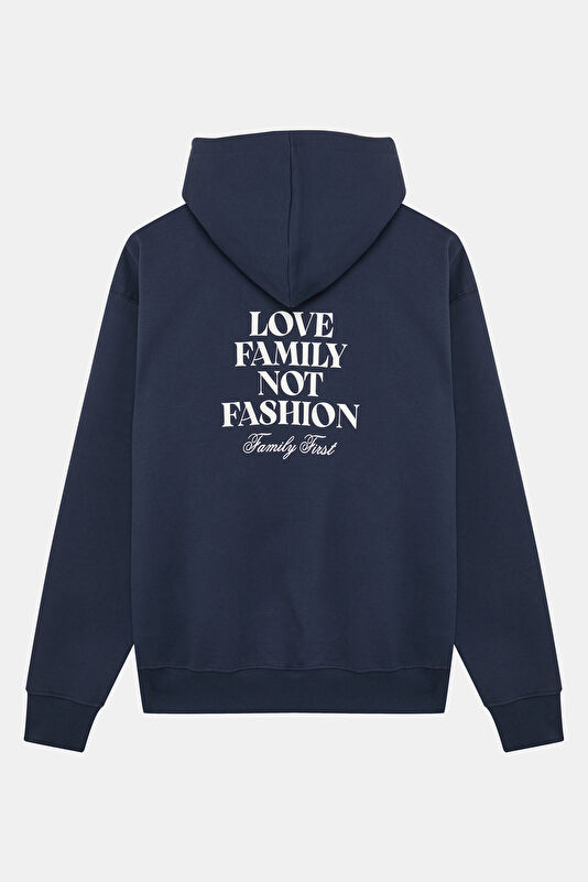 Lacivert Relax Kalıp Kapuşonlu Erkek Sweatshirt 2