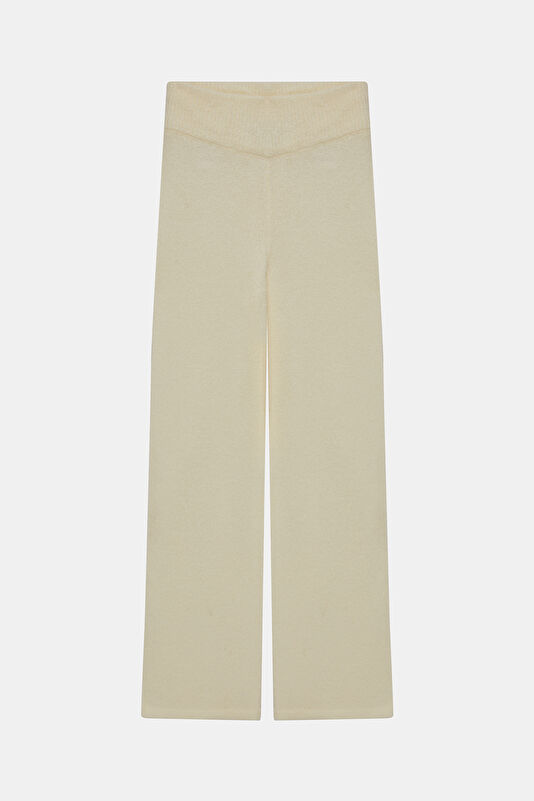 Ekru Wide Leg Kadın Pantolon