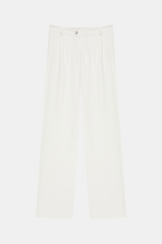 Ecru Wide Leg Women's Trousers
