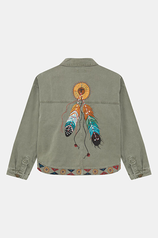 Khaki Button-Down Women's Jacket