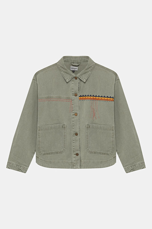 Khaki Button-Down Women's Jacket 2
