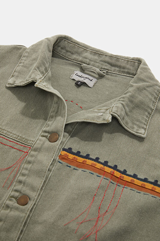 Khaki Button-Down Women's Jacket 3