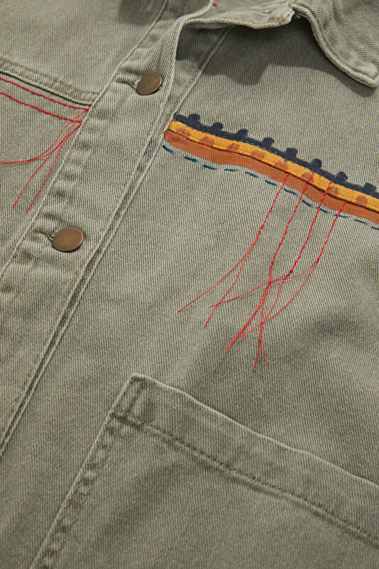 Khaki Button-Down Women's Jacket 4