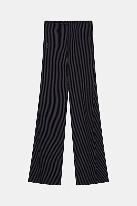 All-Day Ribbed Siyah Bol Paça Spor Kadın Pantolon