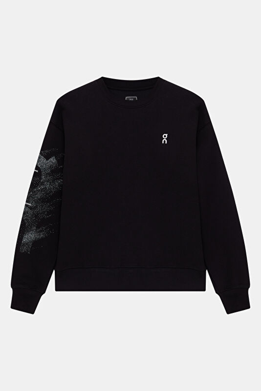 Club Crew Graphic Siyah O Yaka Kadın Sweatshirt