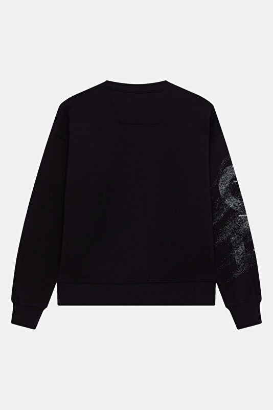 Club Crew Graphic Siyah O Yaka Kadın Sweatshirt 2