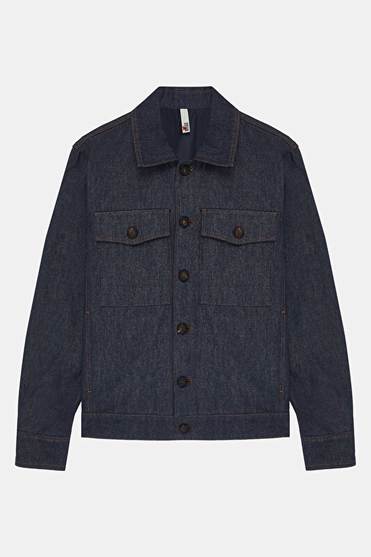 Indigo Zip-Up Wool Men's Jacket