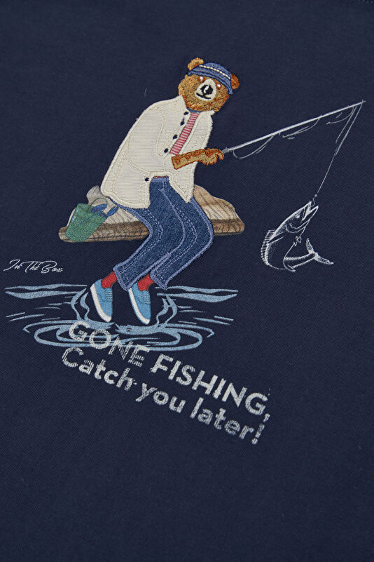 Navy Crew Neck Printed Men's T-Shirt 4