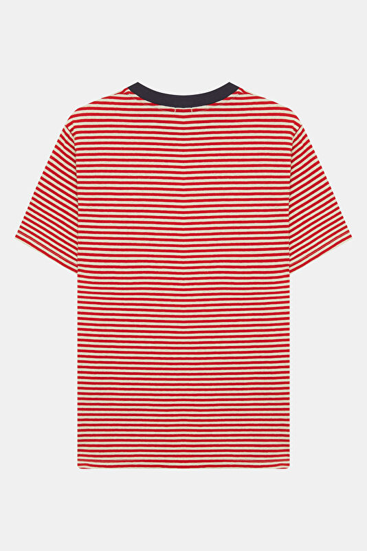 Kırmızı Bisiklet Yaka Çizgili Erkek T-Shirt 2