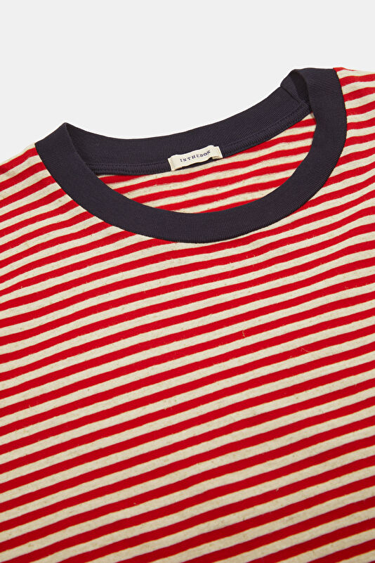 Kırmızı Bisiklet Yaka Çizgili Erkek T-Shirt 3