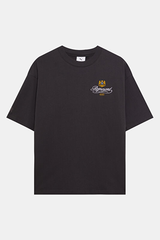 X Represent Relax Kalıp Antrasit Bisiklet Yaka Baskılı Erkek T-Shirt 4
