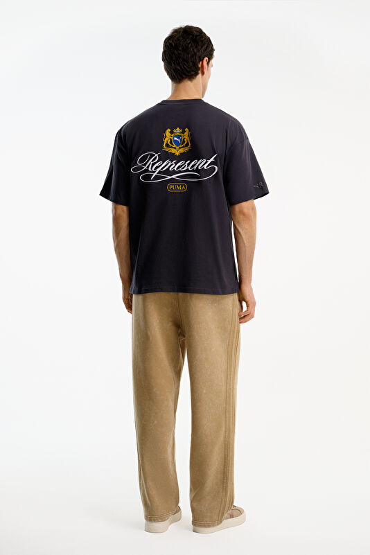 X Represent Relax Kalıp Antrasit Bisiklet Yaka Baskılı Erkek T-Shirt 2