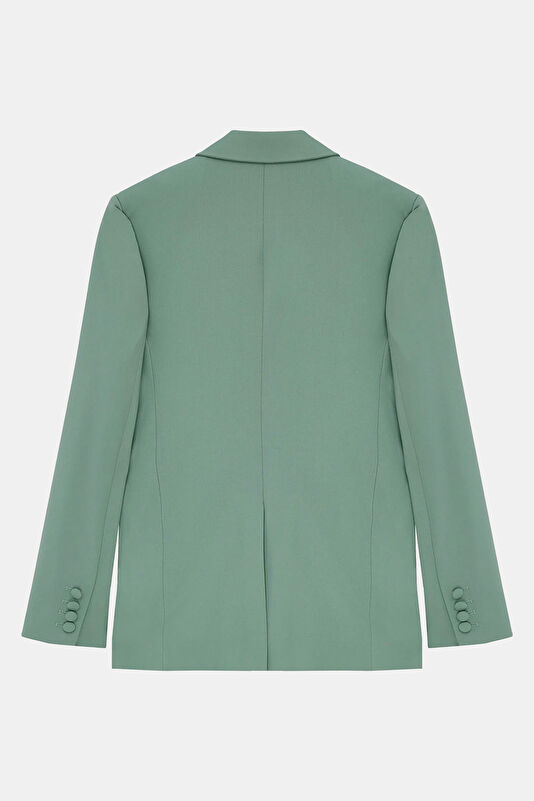 Petrol Buttoned Wool Women's Jacket 2