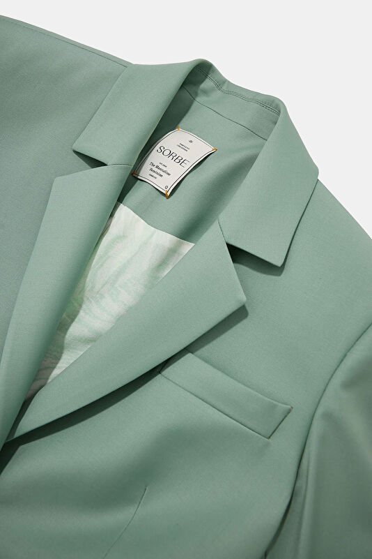 Petrol Buttoned Wool Women's Jacket 3