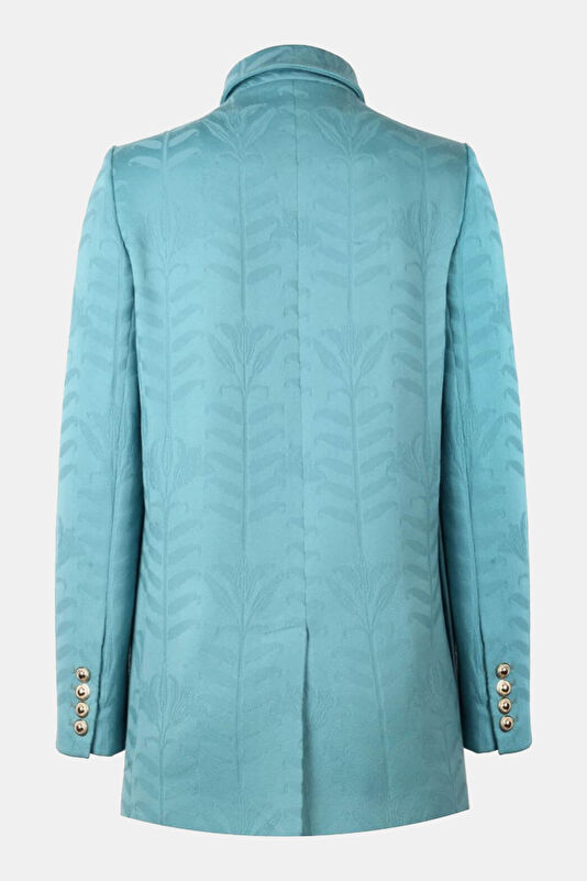Turquoise Buttoned Wool Women's Jacket 2