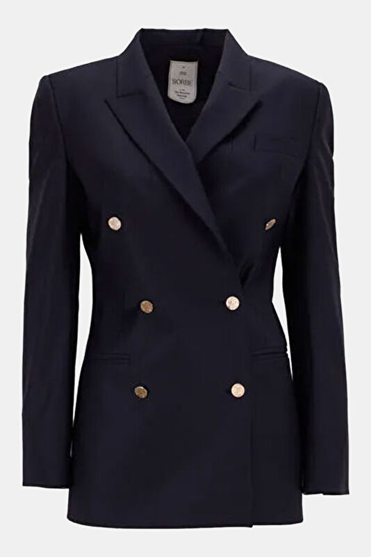 Black Buttoned Wool Women's Jacket