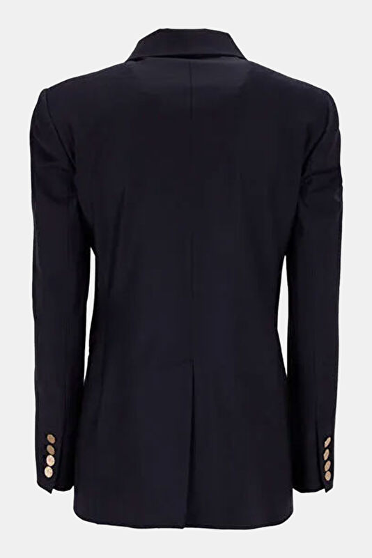 Black Buttoned Wool Women's Jacket 2